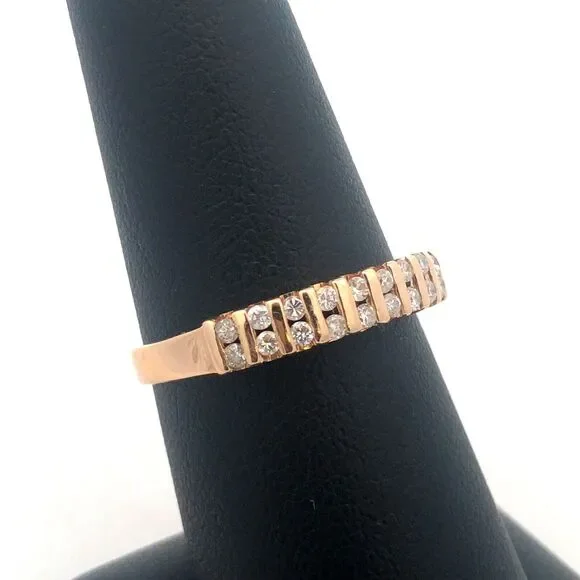 14K Yellow Gold Round Diamond Channel Set Anniversary Band Ring